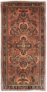 Tappeto Antik Floreale Rosso Corallo Blu Scuro 63x125 Cm