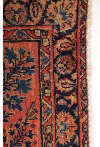 Tappeto Antik Medaglione Floreale Rosso Ruggine Blu Scuro 92x200 Cm