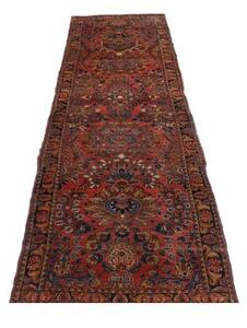 Tappeto Antik Stilizzato Rosso Ruggine Blu Scuro Corsia 80x300 Cm