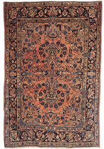 Tappeto Antik Floreale Terracotta Blu Scuro 100x150 Cm