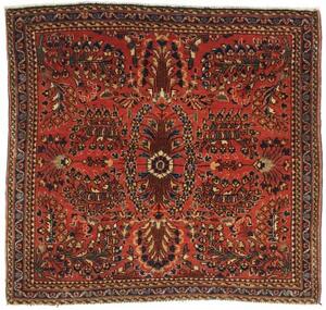 Tappeto Antik Stilizzato Rosso Mattone Blu Scuro Quadrato 87x88 Cm