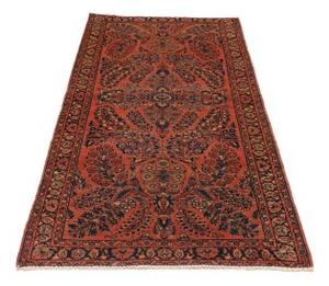 Tappeto Antik Medaglione Floreale Rosso Ruggine Blu Scuro 92x200 Cm