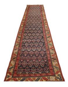 Tappeto Antik Stilizzato Blu Scuro Rosso Corsia 85x430 Cm
