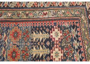 Tappeto Antik Geometrico Blu Scuro Rosso Mattone 105x250 Cm