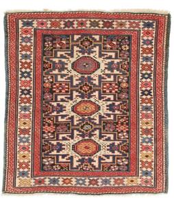 Tappeto Antik Geometrico Rosso Blu 86x94 Cm