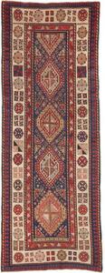 Tappeto Antik Geometrico Rosso Blu Corsia 100x275 Cm