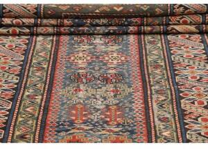 Tappeto Antik Geometrico Blu Scuro Rosso Mattone 105x250 Cm