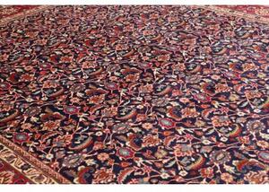 Tappeto Mashad Floreale Blu Scuro Rosso 296x394 Cm