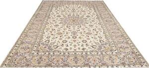 Tappeto Kashan Medaglione Floreale Avorio Blu 202x290 Cm