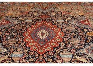 Tappeto Kashamr Zirkhaki Medaglione Floreale Blu Notte Rosso Mattone 303x388 Cm