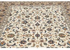 Tappeto Kashan Floreale Avorio Blu Scuro 198x305 Cm