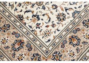 Tappeto Kashan Floreale Avorio Blu Scuro 198x305 Cm