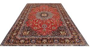 Tappeto Shahreza Medaglione Floreale Rosso Blu Scuro 200x300 Cm