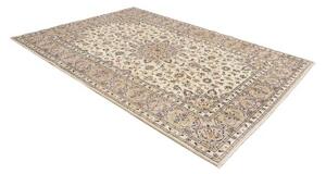 Tappeto Kashan Medaglione Floreale Avorio Blu 202x290 Cm