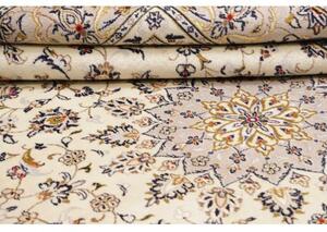 Tappeto Kashan Medaglione Floreale Avorio Blu 202x290 Cm