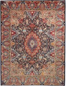 Tappeto Kashamr Zirkhaki Medaglione Floreale Blu Notte Rosso Mattone 303x388 Cm