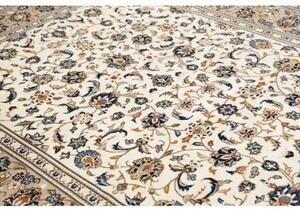 Tappeto Kashan Floreale Avorio Blu Scuro 198x305 Cm