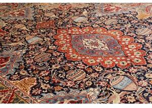 Tappeto Kashamr Zirkhaki Medaglione Floreale Blu Notte Rosso Mattone 303x388 Cm