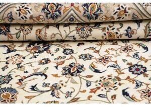 Tappeto Kashan Floreale Avorio Blu Scuro 198x305 Cm