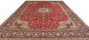 Tappeto Tabriz Medaglione Floreale Rosso Blu Scuro 300x400 Cm