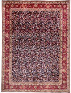 Tappeto Mashad Floreale Blu Scuro Rosso 296x394 Cm