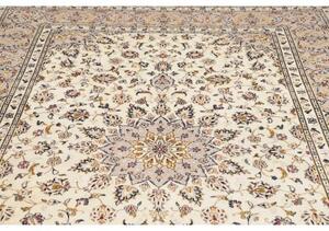 Tappeto Kashan Medaglione Floreale Avorio Blu 202x290 Cm