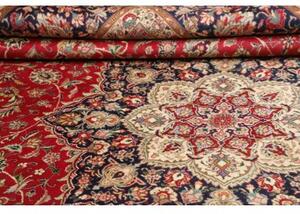 Tappeto Tabriz Medaglione Floreale Rosso Blu Scuro 300x400 Cm