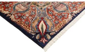 Tappeto Kashamr Zirkhaki Medaglione Floreale Blu Notte Rosso Mattone 303x388 Cm