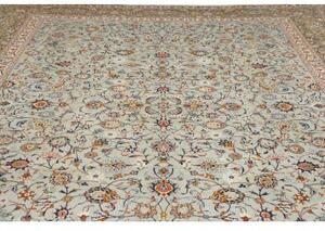 Tappeto Kashan Floreale Azzurro Polvere Verde Oliva 312x425 Cm