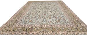 Tappeto Kashan Floreale Azzurro Polvere Verde Oliva 312x425 Cm