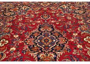 Tappeto Mashad Medaglione Floreale Rosso Scuro Blu Notte 205x318 Cm