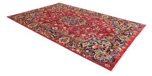 Tappeto Mashad Medaglione Floreale Rosso Scuro Blu Notte 205x318 Cm