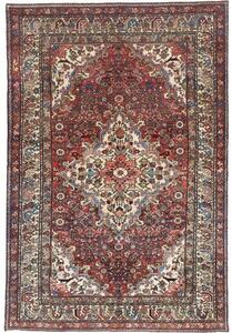 Tappeto Hamadan Stilizzato Rosso Avorio 140x207 Cm