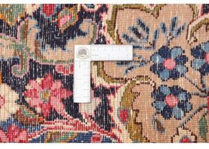Tappeto Mashad Medaglione Floreale Rosso Scuro Blu Notte 205x318 Cm