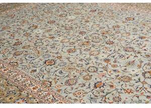 Tappeto Kashan Floreale Azzurro Polvere Verde Oliva 312x425 Cm