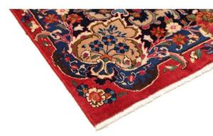 Tappeto Mashad Medaglione Floreale Rosso Scuro Blu Notte 205x318 Cm