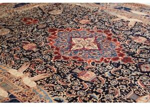 Tappeto Kashamr Zirkhaki Medaglione Floreale Blu Scuro Beige 300x405 Cm