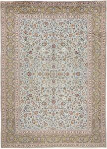 Tappeto Kashan Floreale Azzurro Polvere Verde Oliva 312x425 Cm