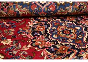 Tappeto Mashad Medaglione Floreale Rosso Scuro Blu Notte 205x318 Cm