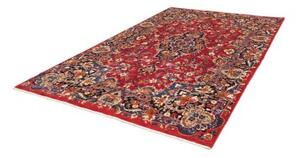 Tappeto Mashad Medaglione Floreale Rosso Scuro Blu Notte 205x318 Cm