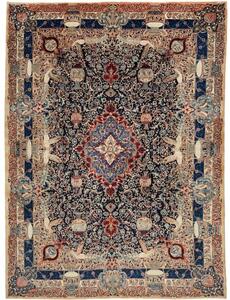 Tappeto Kashamr Zirkhaki Medaglione Floreale Blu Scuro Beige 300x405 Cm