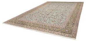 Tappeto Kashan Floreale Azzurro Polvere Verde Oliva 312x425 Cm