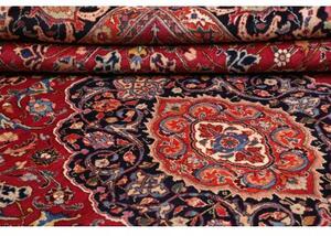 Tappeto Mashad Medaglione Floreale Rosso Blu Scuro 295x385 Cm