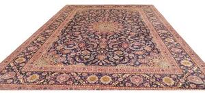 Tappeto Kashmar Medaglione Floreale Blu Scuro Beige 300x400 Cm