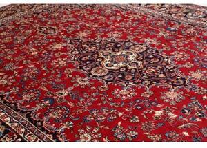Tappeto Mashad Medaglione Floreale Rosso Blu Scuro 295x395 Cm