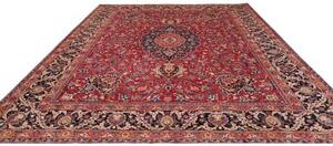 Tappeto Mashad Medaglione Floreale Rosso Blu Scuro 295x385 Cm