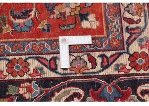 Tappeto Mashad Medaglione Floreale Rosso Blu Scuro 295x395 Cm
