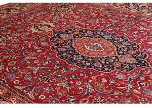 Tappeto Mashad Medaglione Floreale Rosso Blu Scuro 295x385 Cm