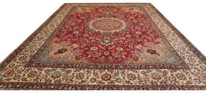 Tappeto Tabriz Medaglione Floreale Rosso Avorio 315x415 Cm
