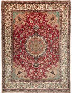 Tappeto Tabriz Medaglione Floreale Rosso Avorio 315x415 Cm